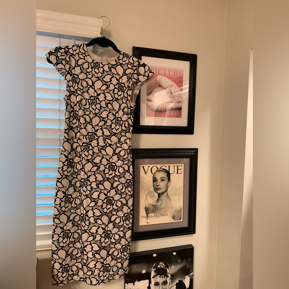 Black and White floral midi dress